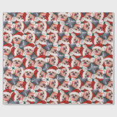 Grappig Yorkshire Terrier Kerstpatroon Cadeaupapier (Vlak)