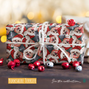 Grappig Yorkshire Terrier Kerstpatroon Cadeaupapier
