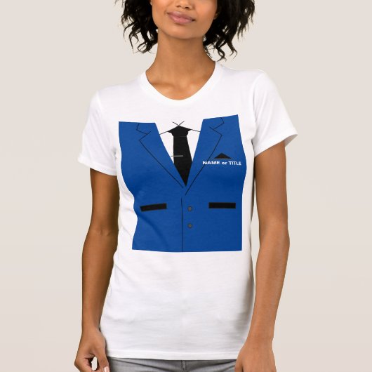 Grappig Zakelijk T-shirt Blauw pak Aangepaste naam (Voorkant)
