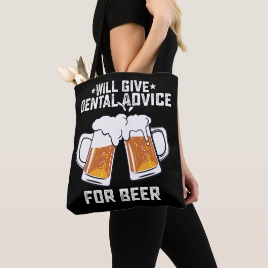 Grappig zal tandheelkundig advies geven voor bier tote bag (Dichtbij)