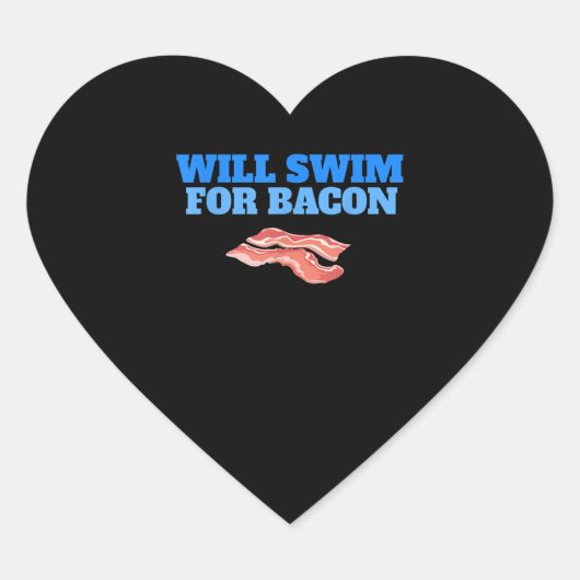 Grappig zal zwemmen spek zwemmen ontbijt hart sticker (Voorkant)