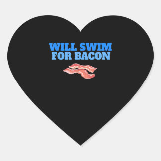 Grappig zal zwemmen spek zwemmen ontbijt hart sticker