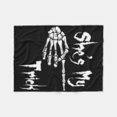 Grappig Ze is mijn truc Skeleton Halloween Easy Co Fleece Deken (Voorkant (Horizontaal))