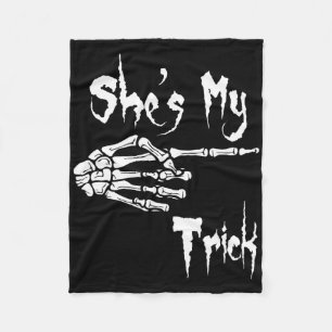 Grappig Ze is mijn truc Skeleton Halloween Easy Co Fleece Deken