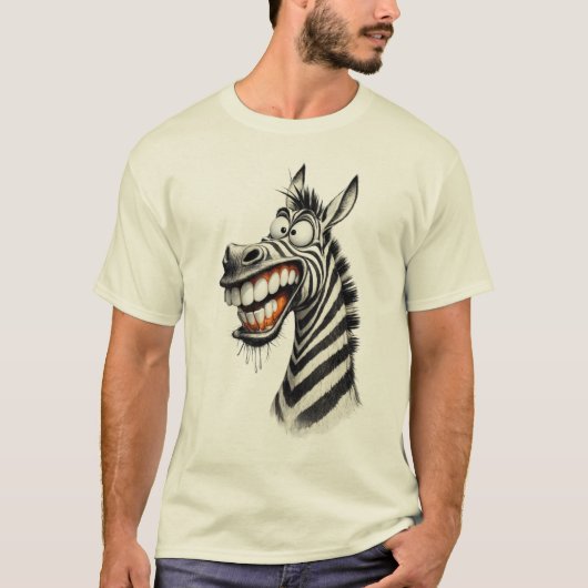 Grappig Zebra Lach T-Shirt – Cartoon Stijl Ontwerp (Voorkant)