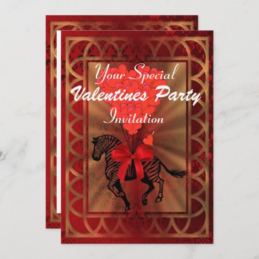 Grappig zebra & liefdeshart Valentijns  feest Kaart (Voorkant / Achterkant)