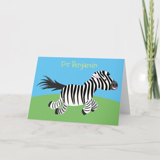 Grappig zebra met cartoon illustratie kaart (Voorkant)