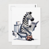 Grappig Zebra op wc lezen krant Briefkaart (Voorkant / Achterkant)