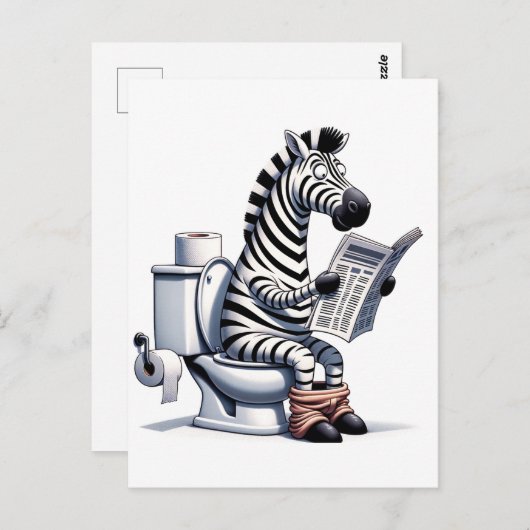 Grappig Zebra op wc lezen krant Briefkaart (Voorkant / Achterkant)