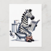 Grappig Zebra op wc lezen krant Briefkaart (Voorkant)