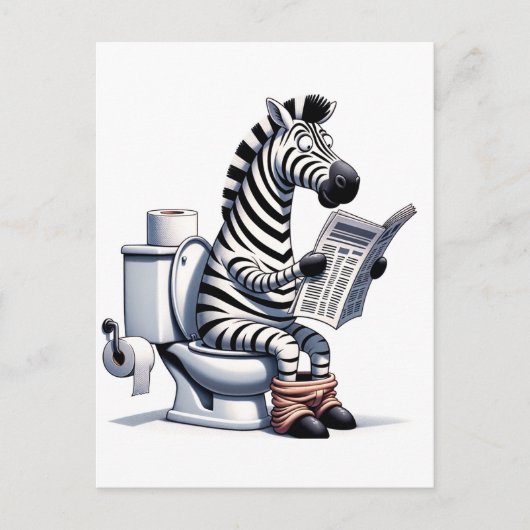Grappig Zebra op wc lezen krant Briefkaart (Voorkant)