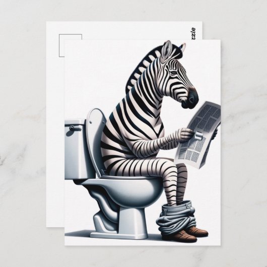 Grappig Zebra op wc lezen krant Briefkaart (Voorkant / Achterkant)
