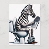 Grappig Zebra op wc lezen krant Briefkaart (Voorkant)