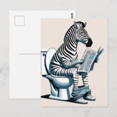 Grappig Zebra op wc lezen krant Briefkaart (Voorkant / Achterkant)