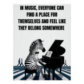 Grappig Zebra Poster, retro muziek Poster (Voorkant)