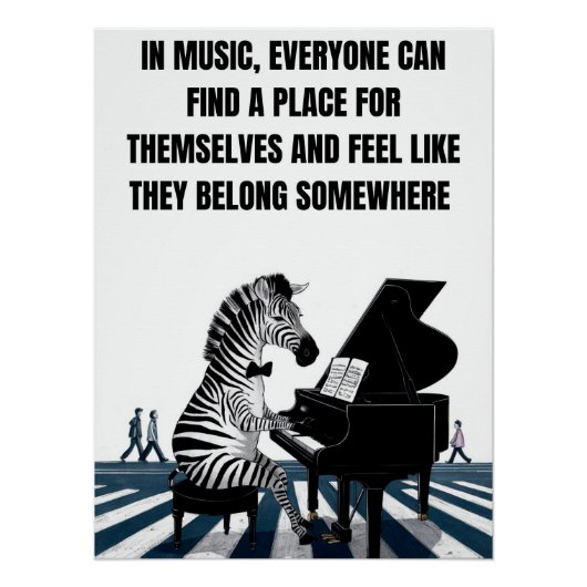 Grappig Zebra Poster, retro muziek Poster (Voorkant)