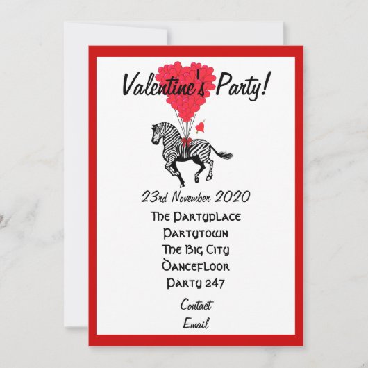 Grappig zebra valentijnen feest kaart (Voorkant)