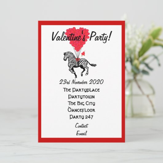 Grappig zebra valentijnen feest kaart (Staand voorkant)