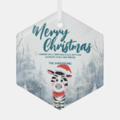 Grappig Zebra Vrolijk Kerstboom sneeuw Vakantie fe Glas Ornament (Voorkant)