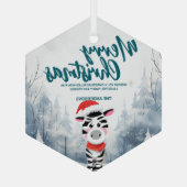 Grappig Zebra Vrolijk Kerstboom sneeuw Vakantie fe Glas Ornament (Achterkant)