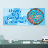 Grappig zee dat de cartoon onder water vervalt spandoek (Beurs)