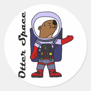 Grappig Zee Otter Astronaut in Space Suit Cartoon Ronde Sticker