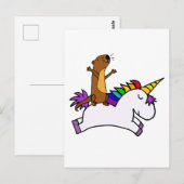Grappig Zee Otter Riding Flying Eenhoorn Briefkaart (Voorkant / Achterkant)