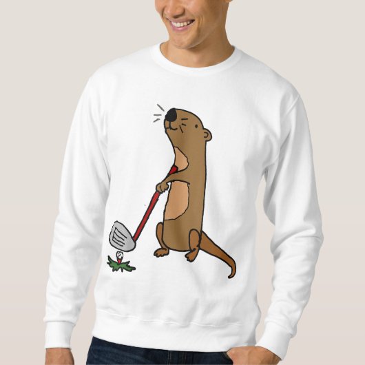 Grappig Zee Otter Spelen Golf Trui (Voorkant)