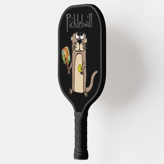 Grappig Zee Otter Spelen Pickleball Cartoon Pickleball Paddle (Links)