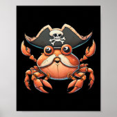 Grappig Zee schepsel Ocean Pirate Crab Jagen Sailo Poster (Voorkant)