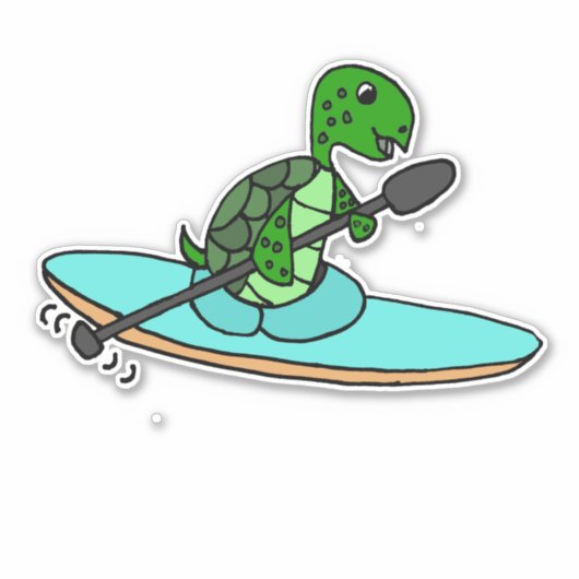 Grappig Zee schildpad kajakken Sticker (Voorkant)