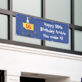 Grappig zee vogel omringd door cartoon banner van (Buitenkant Gebouw)