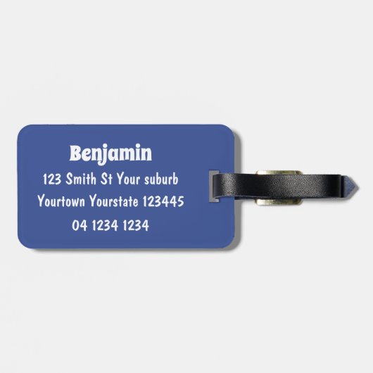 Grappig zee vogel omringd door cartoon van haaien bagagelabel (Achterkant horizontaal)