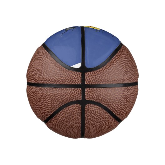 Grappig zee vogel omringd door cartoon van haaien basketbal (Rechts)