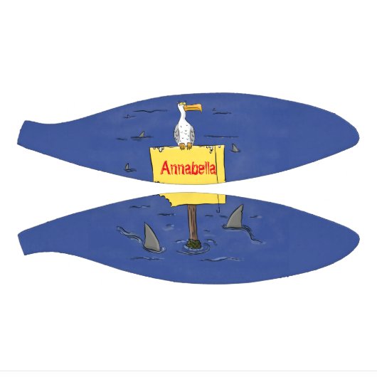 Grappig zee vogel omringd door cartoon van haaien basketbal (Panelen)