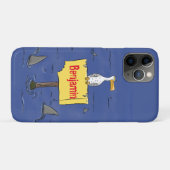 Grappig zee vogel omringd door cartoon van haaien Case-Mate iPhone case (Achterkant (horizontaal))