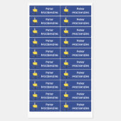 Grappig zee vogel omringd door cartoon van haaien labels (Vel)