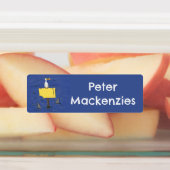 Grappig zee vogel omringd door cartoon van haaien labels (Aangebracht)