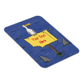 Grappig zee vogel omringd door cartoon van haaien magneet (Rechterzijde)