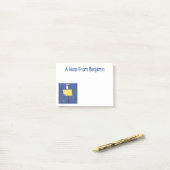 Grappig zee vogel omringd door cartoon van haaien post-it® notes (Op bureau)