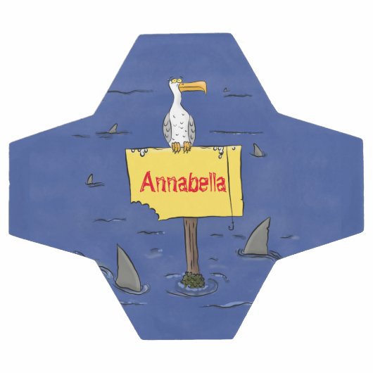 Grappig zee vogel omringd door cartoon van haaien voetbal (Enkel)