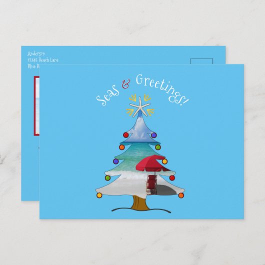 Grappig Zeeen en groeten Foto's Kerstmis Feestdagenkaart (Voorkant / Achterkant)