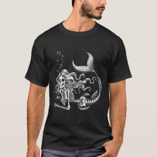 Grappig Zeemeermin Skelet Halloween Kostuum Vrouwe T-shirt