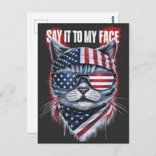 Grappig zeg het tegen mijn gezicht grappige kat briefkaart (Voorkant / Achterkant)