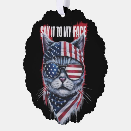 Grappig zeg het tegen mijn gezicht grappige kat ornament kaart (Links)
