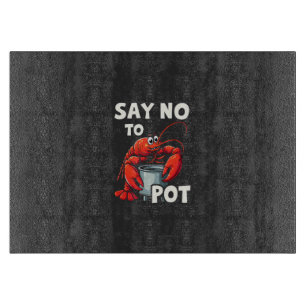 Grappig zeg nee tegen pot met krab kreeft snijplank