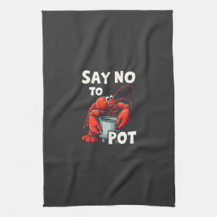 Grappig Zeg Nee tegen Pot met Krab Kreeft  Theedoek