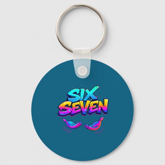 Grappig Zes Zeven Design Grafisch 67 6 7 Meme hand Sleutelhanger (Voorkant)