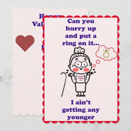 Grappig, zet er een ring op de Valentijnsdag Feestdagenkaart (Voorkant / Achterkant)