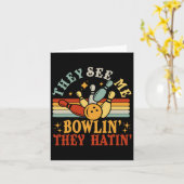 Grappig Zie Me Bowlen Ze Haten Bowling Team Mannen Kaart (Gele Bloem)